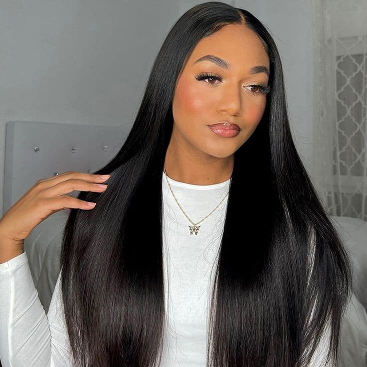 HD Lace Super Natural Bone Straight Glueless 13x4 Frontal Lace Wig 100% Human Hair 20"